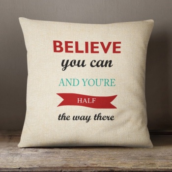 Cream Chenille Cushion - Believe You can